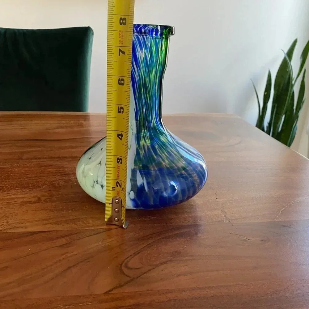 Blue Green Art Glass Decorative Vase